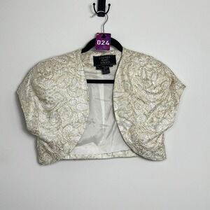 VTG Carmen Marc Valvo Beaded Bolero Jacket Metallic Brocade Evening Size 6